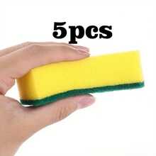 1/5/10 piezas Esponja de cocina de alta absorción y multiusos - Diseño de doble capa resistente, adecuada para limpiar platos y utensilios de cocina - Agarre mejorado con fibra de arena para una eliminación efectiva de la grasa y agentes inhibidores de la oxidación. - Multicolor - Ver 11