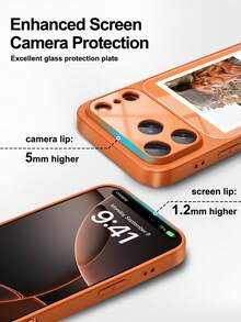 1 personalisierter Klebezettelmuster Benutzerdefinierter Paar Freund Familie Foto Name Hochauflösend Glas Orange Komplettpaket Handyhülle kompatibel mit iPhone 17/Air/17pro/17promax/16/16pro/16plus/16promax/15/14/13 und anderen Handymodellen, geeignet als Geschenk für Freunde - Orange - Übersicht 4