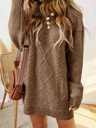 Women's Knit Sweater Dress, Loose Fit Casual Dress For Work, Vacation, Spring/Summer