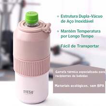 TYESO 900-1000/350-680 Ml Thermal Bottle, Available In Two Sizes. Keeps Drinks Cool Inside, Maintaining The Temperature Of Hot Or Cold Beverages For Up To 24 Hours. Ideal For Physical Activities, Sports, Work, School, Birthday Gifts, And Christmas Presents. - 灰色的 - 查看 3