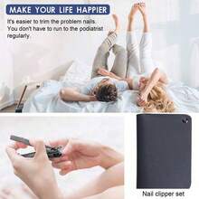 Nail Clipper Set, 4PCS Ultra Sharp Nail Clippers For Men, Women, Adults Toenail Fingernail Clippers, Stainless Steel Nail Cutter & File, Black, With Leather Travel Case - Black - View 10