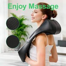 Shiatsu Neck And Shoulder Back Massager With Heat – Electric Deep Tissue Kneading Back And Neck  Massage Pillow For Pain Relief And Relaxation – Perfect Gifts For Mother's Day, Father's Day, Birthdays, And Christmas.(NOT Cordless) - màu đen - Xem 4