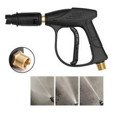 1 x Pistola de Agua a Alta Presión Corta Negra, de Plástico y Latón, para Limpieza a Alta Presión Eliminar Suciedad Polvo Lodo Escombros, Diseño Ergonómico Duradero Compacto Ligero, Ideal para Limpiar Superficies en Espacios Reducidos, Perfecta para Principiantes y Profesionales, Conexión Roscada 22mm - Negro - Ver 5