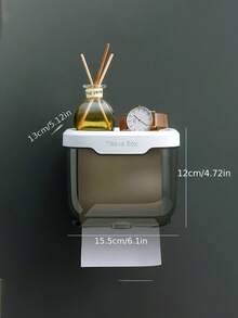 Soporte para pañuelos a prueba de agua montado en la pared con cajón, adecuado para el baño, dispensador de papel higiénico autoadhesivo, caja de pañuelos multifunción con estante de almacenamiento superior, para el hogar y el baño, accesorio comercial, accesorio de limpieza del hogar - Multicolor - Ver 4