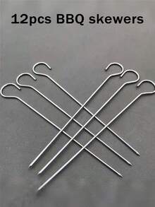 1 Set Stainless Steel Grill + Skewers, Barbecue Set, Air Fryer Grill Set, Stainless Steel Round Grill, Air Fryer, Oven, Grill, Skewers, Kitchen Supplies, Cooking, Suitable For Meat, Fish, Vegetables, Fruits, Holiday Parties, Gatherings, Gifts - Multicolor - View 13