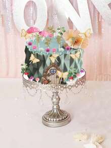 39pcs Fairy Cake Decorations, Pink Mushroom Gate Butterfly Flower Cake Decorations, Fairy Garden Decorations For Fairy Party Birthday Babyshower Cake Toppers,Baptism Cake Decorations(Do Not Touch The Cake Directly; Use It With The Tube.) - Multicolor - View 6