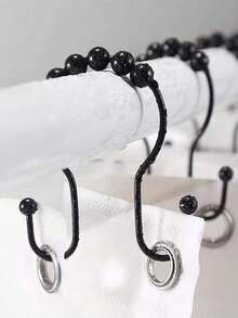 12 Piece Set With Sliding Ball Shaped Double Hook Waterproof And Rust Proof Curtain Shower Curtain Hook - Multicolor - View 12