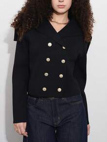 Cardigan scurt tricotat cu două nasturi pentru femei