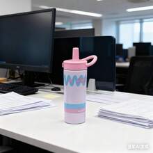 Taza Térmica Portátil con Tapa y Asa - Acero Inoxidable - Diseño Divertido "Mantente Feliz" - ¡Hazlo! - Ver 11