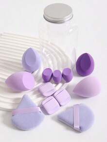 12pcs Makeup Sponge Set With Storage Tube, Multi-Functional Beauty Makeup Tools, Suitable For Blending BB Cream, Foundation, Powder, Concealer, Blush, Eyeshadow For All Skin Types, Expands When Wet, Latex-Free,Makeup,Cheap,Room Decor,Vanity,Travel,Bedroom,Makeup Accessories,Puff,Makeup Blender,Powder Puff,Makeup Sponge - 彩色 - 查看 12