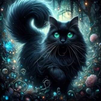 Kit de pintura de diamantes 5D, DIY diamante redondo completo con tema animal, mosaico de gato misterioso, arte de bordado, decoración de pared para sala de estar, entrada, juego de arte de diamantes artesanales (sin marco)