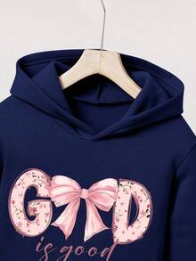 Toddler Letter Print Warm Hoodie And Sweatpants Set - Royal Blue - View 3
