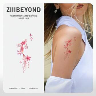 1 pieza Etiqueta de tatuaje de perfume personalizada, colorida y elegante con diseño de pez pequeño, resistente al agua, de larga duración, de alta calidad y con efecto dinámico