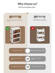 1个可折叠储物盒，多层储物架推车，厨房收纳整理架，餐具储物柜，厨房收纳整理架，衣柜储物盒，便携式塑料衣柜，衣柜隔层储物架，便携式储物推车，餐饮服务推车 - 無色 - 查看 8