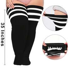 Plus Size Thick Thigh High Socks For Thick Thighs- Extra Long Striped Over The Knee Socks, Fall/Winter Leg Warmers, Bariatric Socks For Men Women - 彩色 - 查看 10