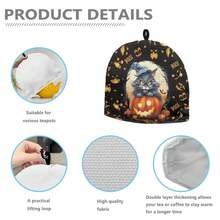 Boo Tea Cosy For Teapot Washable Tea Pot Cozy For Keeping Warm Black Cat Kettle Cover For Halloween Day Party Gifts,Dust Proof Breakfast Tea Pot Cover,BooBlackCatforHalloweenDay - BooBlackCatforHalloweenDay - 查看 7