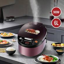 Olla arrocera eléctrica de 6 litros, olla arrocera multifunción, potencia de 900 W, modos multifunción compatibles con arroz blanco/cocción lenta/mantener caliente, panel fácil de limpiar con funcionamiento sencillo, equipada con válvula de vapor, adecuada para cocinas domésticas, cocina diaria y reuniones con varios comensales. - Tipo de Enchufe A USA (110-127V) - Ver 4