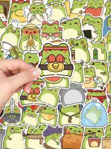 50 piezas Pegatinas de rana de dibujos animados, divertidas y lindas, para teléfono, computadora portátil, equipaje, guitarra, monopatín, iPad, decoración DIY