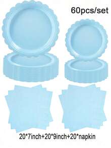 20/40/60/80/100 Disposable Cutlery Set, Including 7-Inch Paper Tray, 9-Inch Paper Tray, 9-Ounce Cup, Napkins, Suitable For Daily Gatherings, Birthday Parties, Bridal Showers, Baby Showers, Clubs, Weddings, Tea Parties, Picnics, Outdoor Outings, And Themed Parties. Kitchen And Restaurant Supplies, Paper Trays, Paper Cups, Tissues, Celebratory Events, Disposable Paper Trays, Disposable Paper Cups, Surprise Parties, Birthday Decorations - Multicolor - View 16