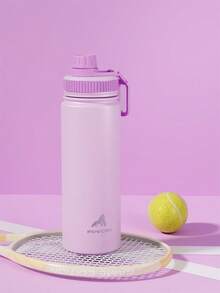 Powcan 18oz stainless steel sports water bottle with spout and handle lid, wide-mouth bottle, double-layer stainless steel, leak-proof design, suitable for sports, outdoor activities, travel, school, and office - 淺紫色 - 查看 4