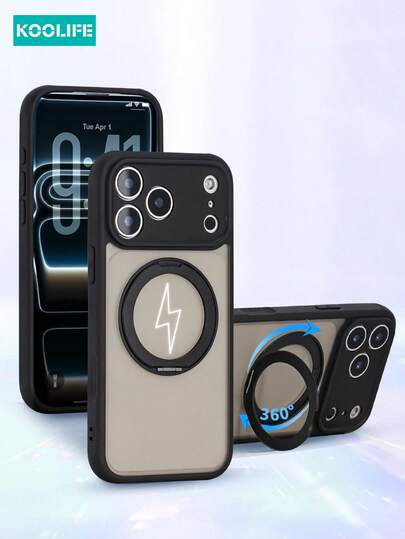 Koolife 适用于新款苹果 17 手机的 1 件装手机壳，带 360° 旋转支架，优质简约磨砂手机保护套，支持磁吸充电，PC+TPU 材质，兼容 17 Pro Max/ 17/ 17 Pro/14/14 Pro/14 Pro Max/13/13 Pro/13 Pro Max/15/15 Pro/15 Pro Max/16/16 Pro/16 Pro Max