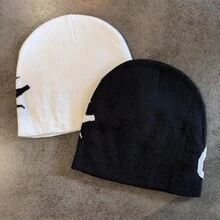 New Niche Knitted Hat For Autumn And Winter, Women's Autumn And Winter Warm Cover, Cold Hat, Street Shooting Concave Shaped Knitted Hat,  And Suitable For Autumn And Winter Warmth, Versatile For Couples, Knitted Anti Cold Hat, Hooded Hat, Men's Outdoor Ear Protection, Super Warm, Lightweight And Breathable, Comfortable All Year Round, Suitable For Skiing, Hiking, Outdoor Activities, Hiking Accessories, Fashionable Hat Design, Durable Knitted Sweater Hat - trắng - Xem 4