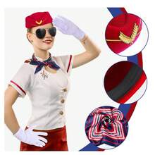 Women's Flight Attendant Clothing Accessories Flight Attendant Costume Flight Attendant Hat, Sunglasses, Scarf, Gloves - Multicolor - View 1