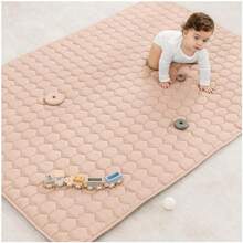 Rectangle Kids Play Mat - Medium 48 x 72 inches Soft Quilted Baby Floor Mat with Non-Slip Bottom - Plush Design for Toddlers Playtime and Relaxation - Comfortable and Durable -(Blush Rectangle - 122 cm x 183 cm) - Multicolor - Ver 2