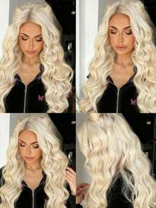 Platinum Blonde Human Hair Wig For Women 13X4 HD Body Wave Lace Front Wigs Human Hair 250 Density White Colored Lace Frontal Wigs Pre Plucked With Baby Hair Brazilian Remy Glueless Wigs Human Hair For Daily Use - SWhite - Xem 7