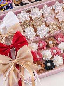 793pcs/Set Women's Pearl Flower Hair Clips, Elastic Hair Ties, Hair Scrunchies, Hair Claws, Versatile For Daily Use, Claw Clips - Nhiều màu - Xem 3