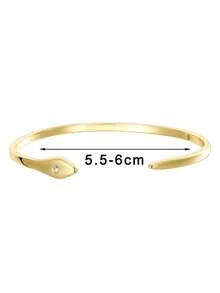 Charm-In 14 Karat vergoldetes minimalistisches Schlangen-Design Armband, besetzt mit kubischem Zirkonia, hypoallergen, nicht verblassend, stapelbar, Geschenk für Freundin, Mutter, Ehefrau - Geburtstags-, Jahrestags-Geschenk - Golden CYB0352 - Übersicht 3