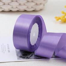 1Roll 0.6cm/4cm Width Satin Ribbon For DIY Bows, Cake Decorating, Packing, - Mauve Purple - View 4