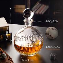 1000毫升大容量豪华威士忌醒酒器，创意棒球造型酒瓶，生日、周年纪念、父亲节、丈夫、男友礼物，居家酒吧派对必备 - 透明 - 查看 8