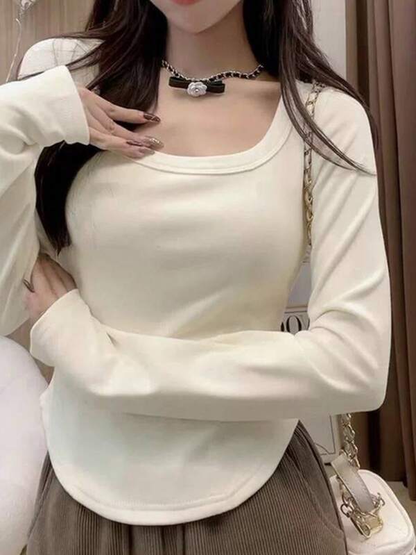 270g 秋冬 サーマル タートルネック 長袖 インナー、暖かい、スリム、無地 長袖トップス、アプリコット、多用途カジュアル