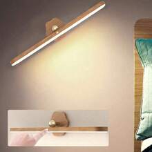 1个木纹旋转灯，镜前灯，触摸开关，暖光、白光、自然光三种模式可选，LED灯，室内照明，仙女灯，可旋转，橱柜灯，适用于卧室、厨房、客厅，可用作阅读灯、床头灯、家具装饰、室内照明。 - 木紋旋轉燈 - 查看 8