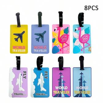 New Style Luggage Tag, Travel Bag Name Tag, Travel & Study Luggage Tag, Bag Pendant, Airplane Boarding Pass, PVC Cartoon Airplane, Flamingo Pattern Luggage Tag, Luggage Identification Tag