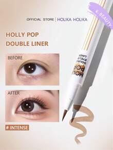 HOLIKA HOLIKA Holly Pop Dual-Tip Eyeliner Pencil 02 - Thick, Featherlight, Precise As Ink, 24-Hour Wear, Quick-Drying, Non-Tugging, Oil-Free, Portable Mini Size, Smudge-Proof For Sports, Suitable For Monolids, Graphic Eyeliner, Korean Makeup, 0.5g/0.01oz - 02 Intense - View 2