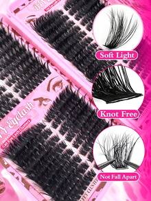 640片/60片D型卷翘簇状假睫毛大容量套装，附赠新手友好型假睫毛教程，浓密蓬松DIY分段式假睫毛，含粘合剂和封口剂，配备镊子、刷子，可放大双眼，轻盈可重复使用，大容量单根假睫毛套装，柔软自然的混合睫毛，打造3D立体眼妆，居家DIY，便携旅行，方便日常通勤、晚宴、婚礼新娘妆容等场合使用。 - 彩色 - 查看 10