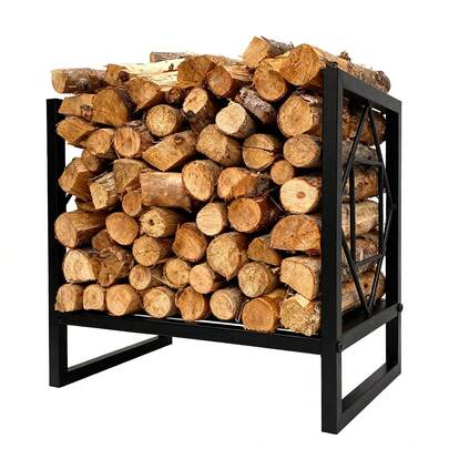 Firewood Rack Outdoor, Black Metal Fireplace Wood Rack, Indoor Outdoor Firewood Holder Log Storage Organizer For Fire Pit, Wood Burning Stove, Patio, Deck, Living Room