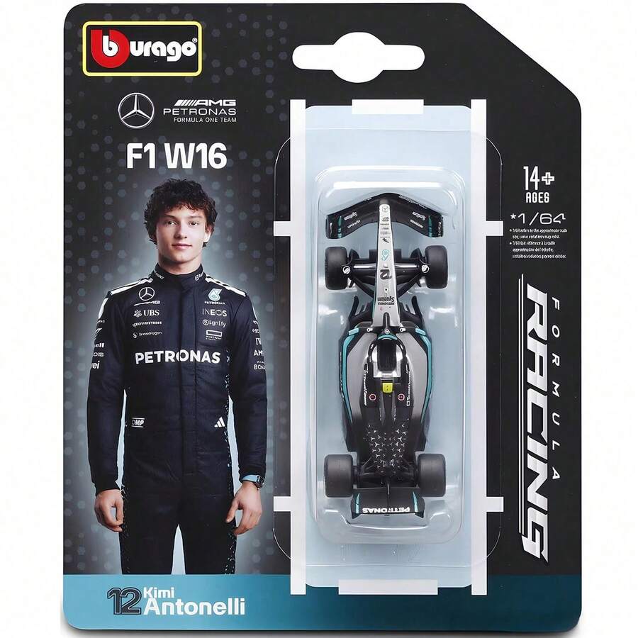 2025 New 1:64 Bburago 2025 F1 Diecast Car Models -  SF25/ RB21/AMG W16 E Performance/ MCL39 Alloy Racing Car Models, Perfect Collectible Gift For Holidays And Birthdays - W16#12 - View 1