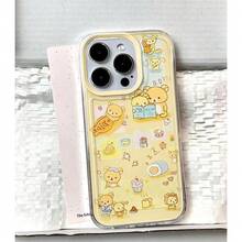 Cute Rilakkuma Bear Compatible With Apple 16 Pro Max Phone Case  15 Soft Case 14 Creative 13 Cartoon 12 - KDJ01呆萌輕鬆熊[透明太空殼] - 查看 5