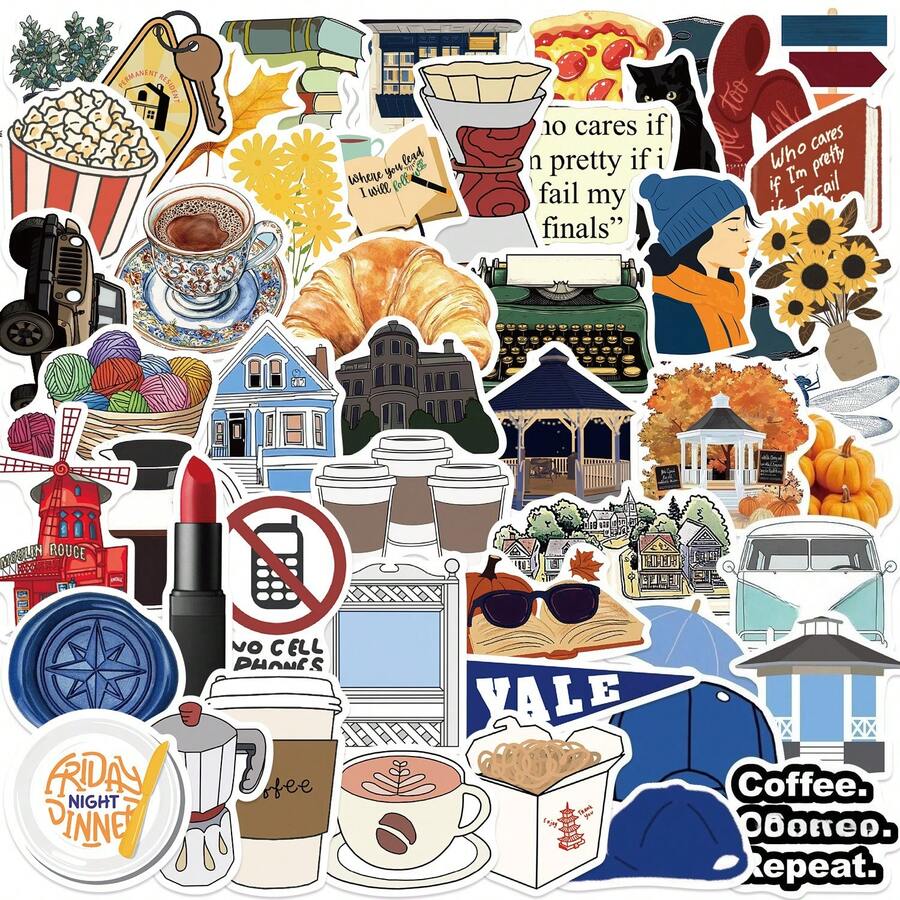 50pcs TV Series Stickers, TV Series Decorative Stickers, TV Series Peripheral Stickers, TV Series Gift Stickers, Graffiti Sticker Set, Art Stickers, Cartoon Stickers, Party Decoration Stickers, Party Gift Stickers, Vinyl Waterproof Stickers, Suitable For Water Bottles, Guitars, Luggage, Phone Cases, Laptops, Skateboards, Etc., Gift Stickers - Multicolor B - View 1