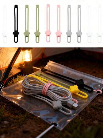 3pcs/6pcs Silicone Cable Ties - Data Cable Charger Organizer, Computer Earphone Desktop Wire Management Clips, Essential For Home & Travel, Flexible & Durable, Easy To Tidy Messy Cords, Multi-Color Options, Ideal Desk Organizer, Recommended Storage Accessory, Suitable For Home, Dorm, Office, Prevent Losing Earphone & Data Cables, Multi-Scenario Use