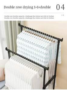 Movable Coat Rack Double Clothes Shelf Simple Rod Clothes Floor-Standing Bedroom Telescopic Floor Hangers Storage Coat Rack - Multicolor - View 8