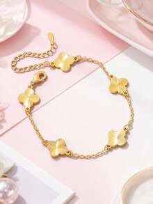 1pc 4-Leaf Grass Bracelet Flower Exquisite Charm Light Luxury Hand Accessories