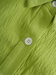 Women's Plus Shirt Solid Color Daily Casual Long Sleeve Bishop Sleeve Shirt Collar Regular Tops Daily Patchwork Buttons - 綠色 - 查看 5
