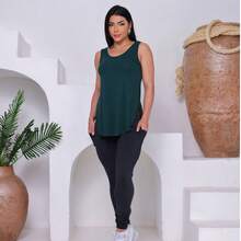 Women's Tank Top For Gym Workouts, Butt-Covering Style, Long Length. - Army Green - View 2