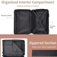 MERAX Hardshell Luggage Spinner Suitcase With TSA Lock Lightweight Expandable 24'' (Single Luggage) - 棕白色 - 查看 5