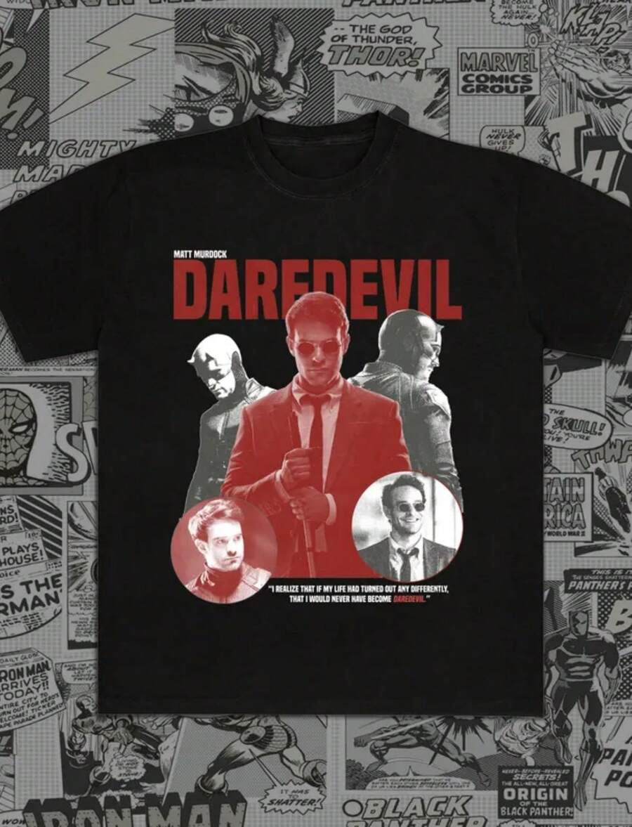 Daredevil Matt Murdock Comic T-Shirt Murdock MCU Fan Gifts Disneyland Retro  Comics Daredevil Born Again Tee - 黑色 - 查看 1