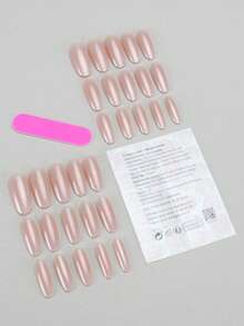 30 Pieces Press On Nails Almond/Coral Orange Short Nail Flakes/Mermaid Perfectly Fitting Acrylic Fake Nail Set, Including 1 Jelly Glue And 1 Nail File, Suitable For Women's Daily Work, Study, And Gatherings In Autumn And Winter Nail Products Suitable For Gatherings, Festivals , And Daily Use - Coral Orange - View 2